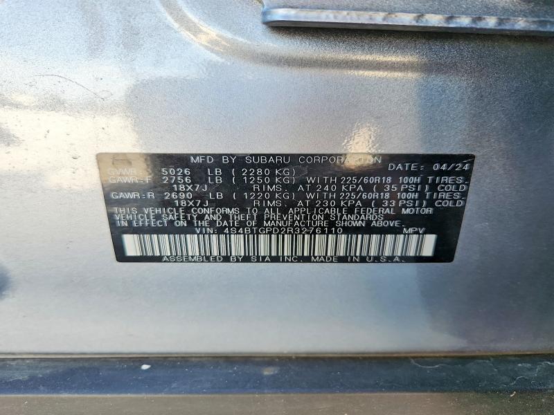 Продажа на аукционе авто 2024 Subaru Outback, vin: 4S4BTGPD2R3276110, номер лота: 50359266