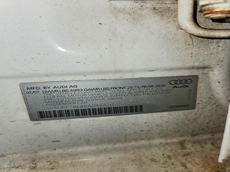 Продаж на аукціоні авто 2008 Audi A4, vin: WAUKF78E88A046470, номер лоту: 50112796