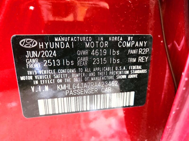 Продажа на аукционе авто 2024 Hyundai Sonata, vin: KMHL64JA7RA423462, номер лота: 48524876