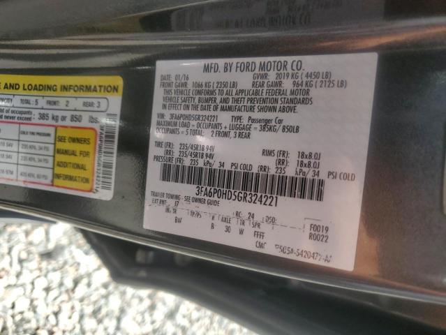 2016 Ford Fusion მანქანა იყიდება აუქციონზე, vin: 3FA6P0HD5GR324221, აუქციონის ნომერი: 48957916