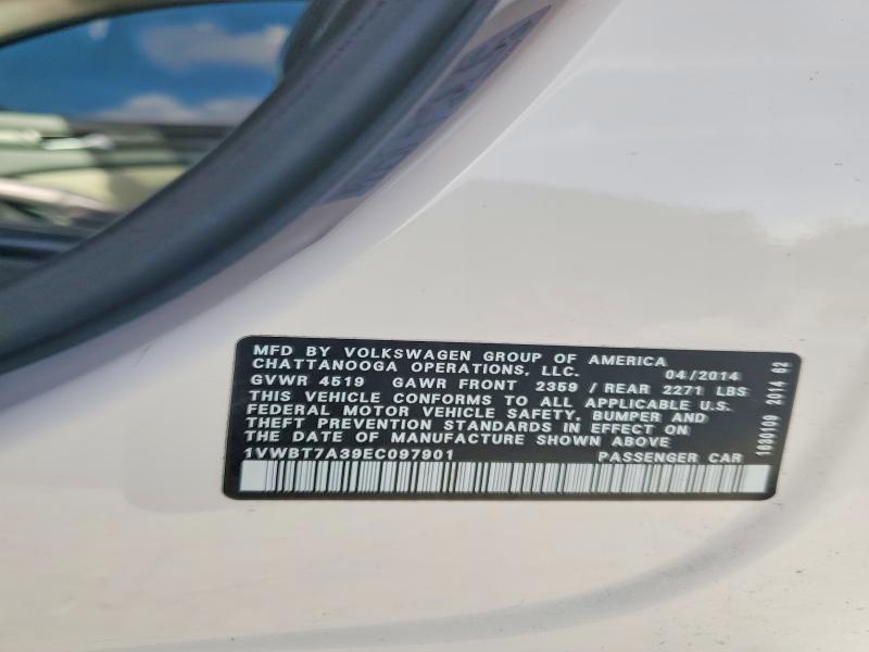 Aukcja sprzedaży 2014 Volkswagen Passat, vin: 1VWBT7A39EC097901, numer aukcji: 48392406
