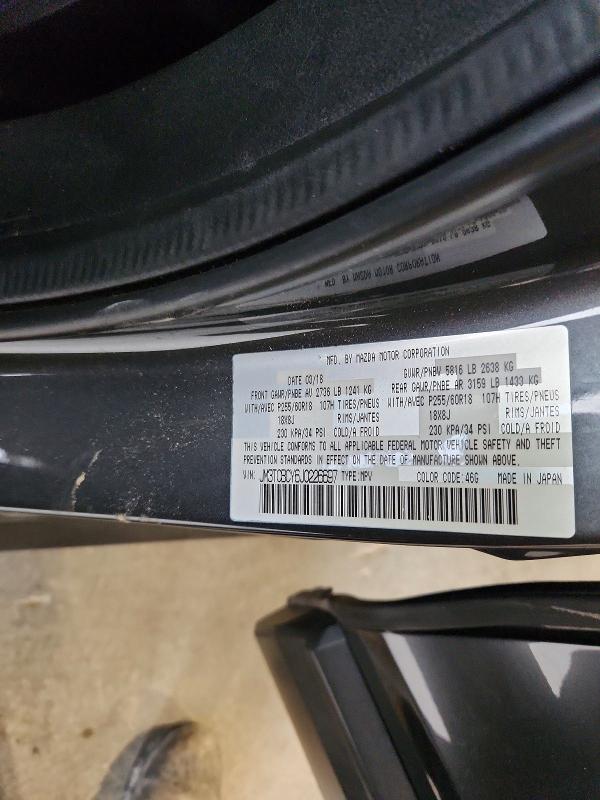 2018 Mazda Cx-9 მანქანა იყიდება აუქციონზე, vin: JM3TCBCY6J0226697, აუქციონის ნომერი: 50750096