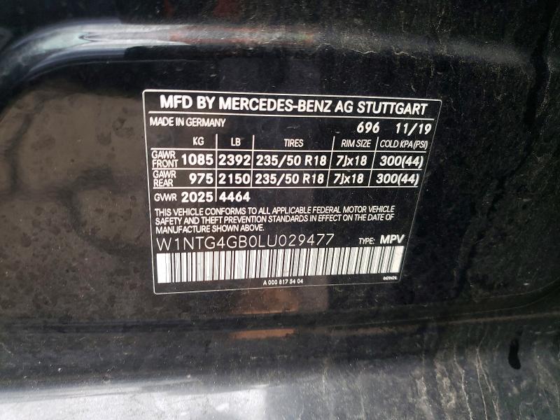 51835746 :رقم المزاد ، W1NTG4GB0LU029477 vin ، 2020 Mercedes-benz Gla مزاد بيع