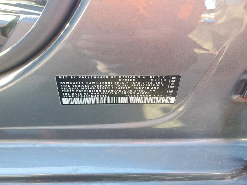 48331716 :رقم المزاد ، 3VWD17AJ5EM420952 vin ، 2014 Volkswagen Jetta مزاد بيع
