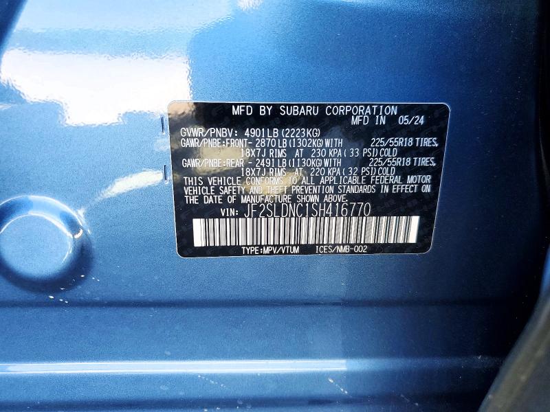 2025 Subaru Forester მანქანა იყიდება აუქციონზე, vin: JF2SLDNC1SH416770, აუქციონის ნომერი: 49548726