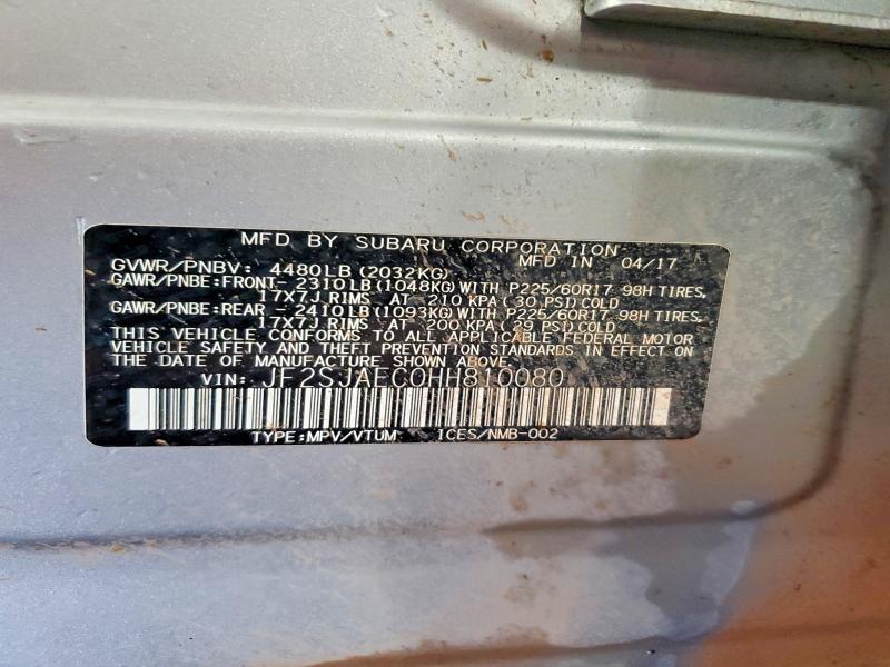 48623866 :رقم المزاد ، JF2SJAEC0HH810080 vin ، 2017 Subaru Forester مزاد بيع