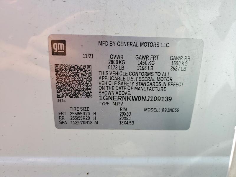 Продаж на аукціоні авто 2022 Chevrolet Traverse, vin: 1GNERNKW0NJ109139, номер лоту: 49714256