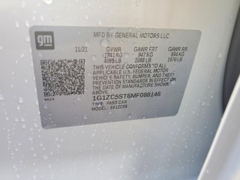 Aukcja sprzedaży 2021 Chevrolet Malibu, vin: 1G1ZC5ST6MF088146, numer aukcji: 51330356