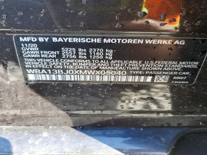 Продаж на аукціоні авто 2021 Bmw 530, vin: WBA13BJ0XMWX05040, номер лоту: 49924376