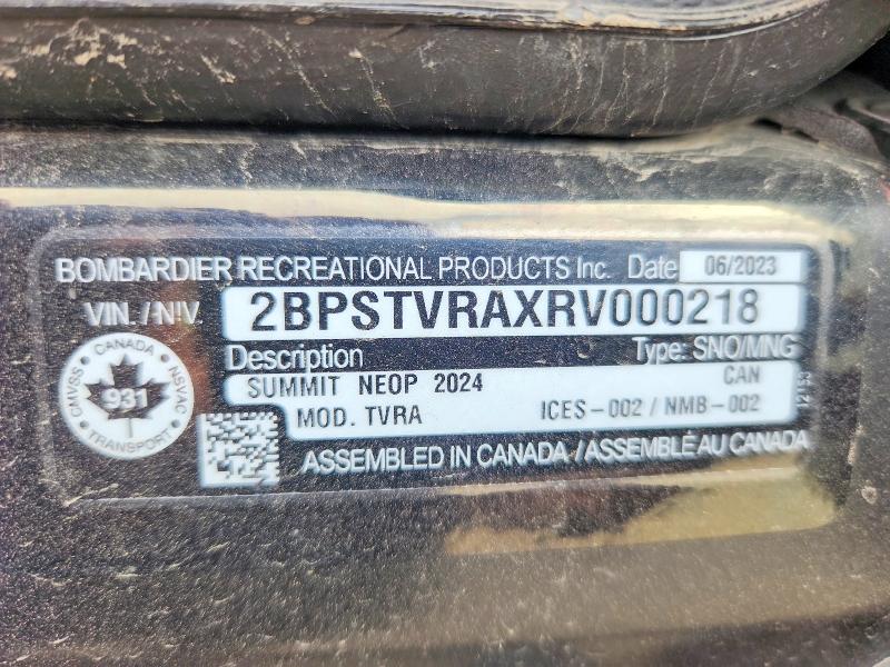 50523546 :رقم المزاد ، 2BPSTVRAXRV000218 vin ، 2024 Ski-doo Summit Neo+ 600 Efi مزاد بيع