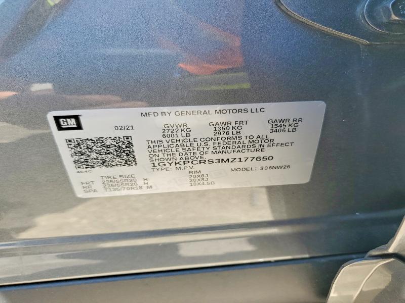 51208406 :رقم المزاد ، 1GYKPCRS3MZ177650 vin ، 2021 Cadillac Xt6 مزاد بيع