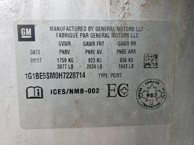 48337976 :رقم المزاد ، 1G1BE5SM0H7228714 vin ، 2017 Chevrolet Cruze مزاد بيع