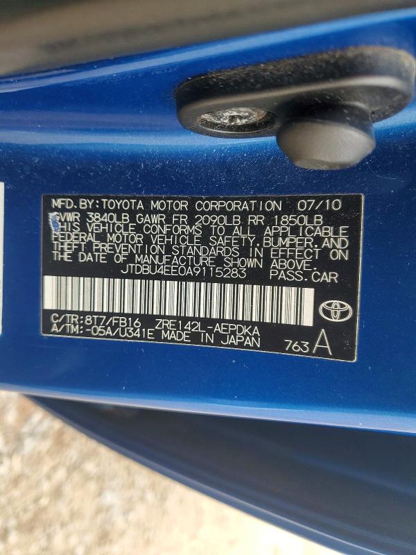 Aukcja sprzedaży 2010 Toyota Corolla, vin: JTDBU4EE0A9115283, numer aukcji: 49399816
