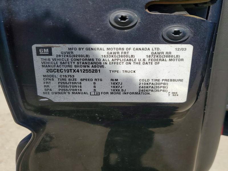 50669916 :رقم المزاد ، 2GCEC19TX41255281 vin ، 2004 Chevrolet Silverado مزاد بيع