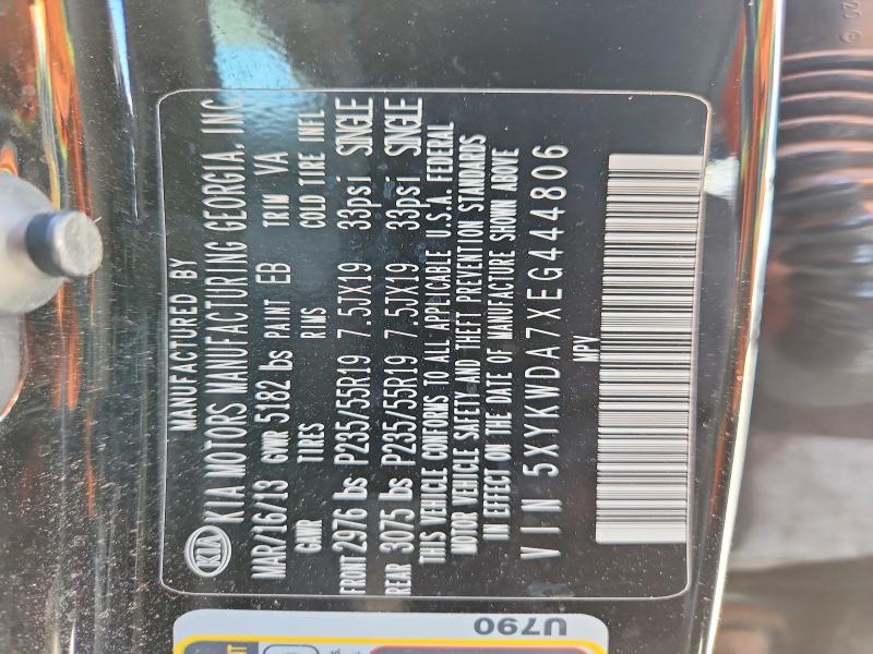 48332386 :رقم المزاد ، 5XYKWDA7XEG444806 vin ، 2014 Kia Sorento مزاد بيع