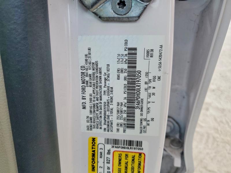 Продаж на аукціоні авто 2020 Ford Fusion, vin: 3FA6P0HD0LR197050, номер лоту: 51075646