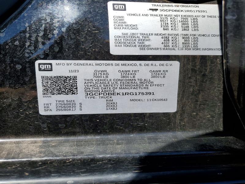 Aukcja sprzedaży 2024 Chevrolet Silverado, vin: 3GCPDBEK1RG175391, numer aukcji: 48910836