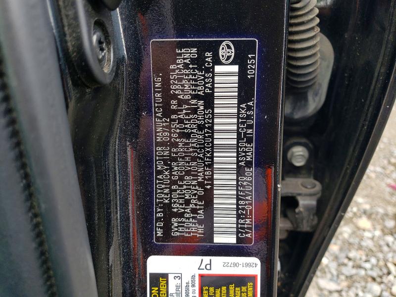 Aukcja sprzedaży 2012 Toyota Camry, vin: 4T1BF1FKXCU171255, numer aukcji: 49594616