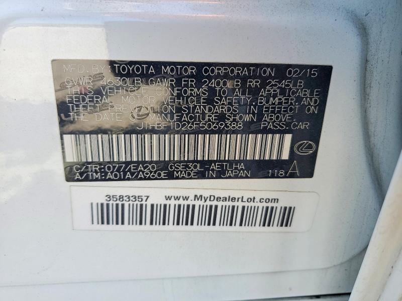 49545606 :رقم المزاد ، JTHBF1D26F5069388 vin ، 2015 Lexus Is مزاد بيع