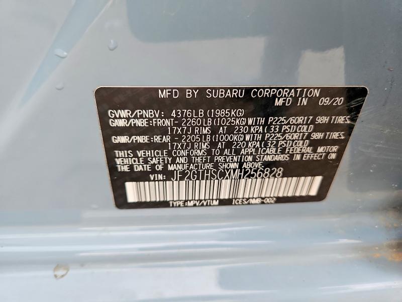 2021 Subaru All Models მანქანა იყიდება აუქციონზე, vin: JF2GTHSCXMH256828, აუქციონის ნომერი: 50197376