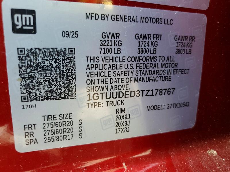 2026 Gmc Sierra მანქანა იყიდება აუქციონზე, vin: 1GTUUDED3TZ178767, აუქციონის ნომერი: 50996826
