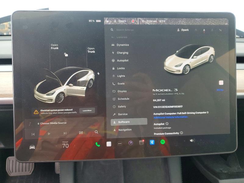 50805476 :رقم المزاد ، 5YJ3E1EA0MF053617 vin ، 2021 Tesla Model 3 مزاد بيع