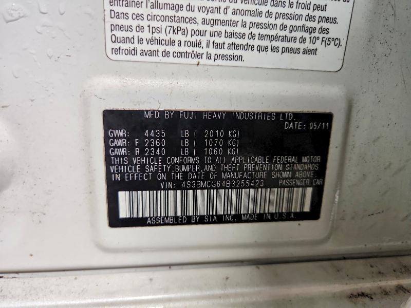 Auction sale of the 2011 Subaru Legacy, vin: 4S3BMCG64B3255423, lot number: 51661766
