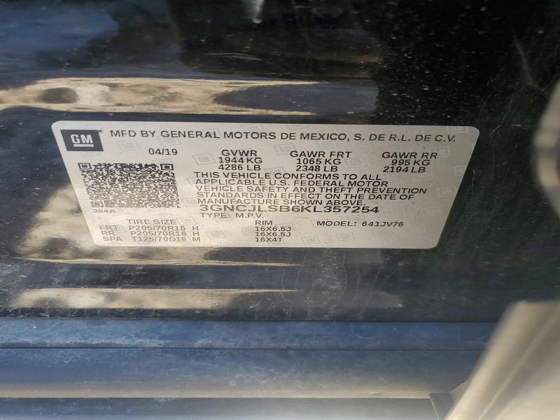 Продаж на аукціоні авто 2019 Chevrolet Trax, vin: 3GNCJLSB6KL357254, номер лоту: 48973076