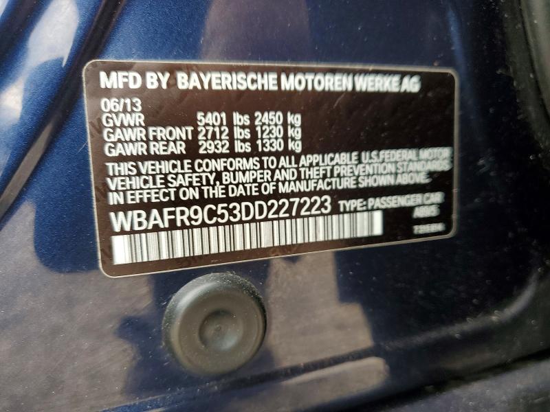 2013 Bmw 550 მანქანა იყიდება აუქციონზე, vin: WBAFR9C53DD227223, აუქციონის ნომერი: 51588066