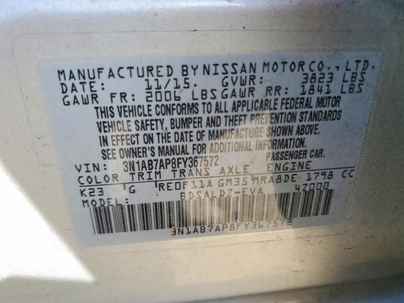 Продажа на аукционе авто 2015 Nissan Sentra, vin: 3N1AB7AP8FY367572, номер лота: 51092926