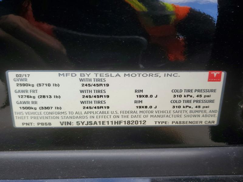 Продажа на аукционе авто 2017 Tesla Model S, vin: 5YJSA1E11HF182012, номер лота: 48239156