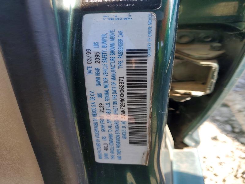 51450496 :رقم المزاد ، 3VWRF29M6XM062871 vin ، 1999 Volkswagen Jetta مزاد بيع