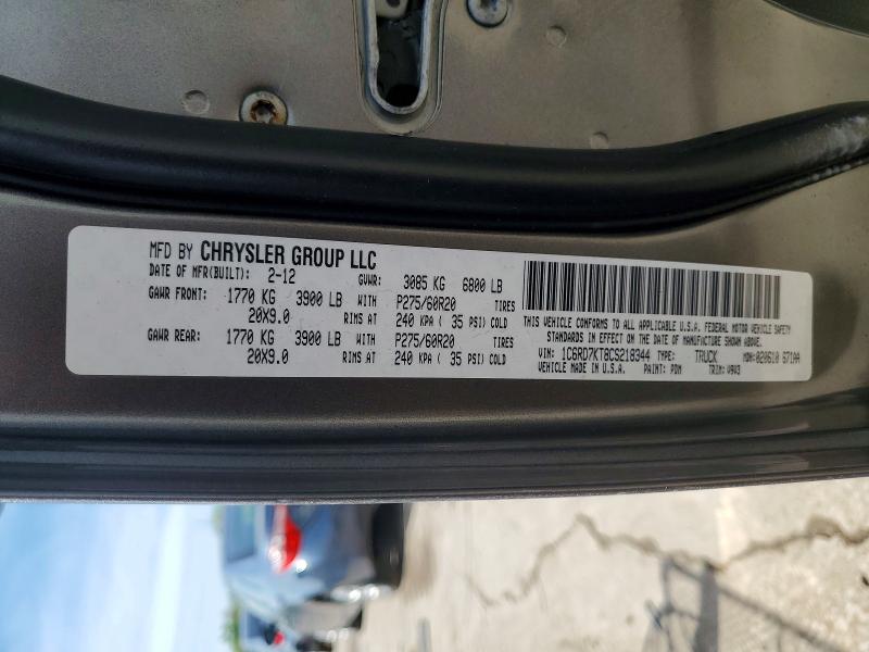 48481916 :رقم المزاد ، 1C6RD7KT8CS218344 vin ، 2012 Dodge Ram 1500 مزاد بيع