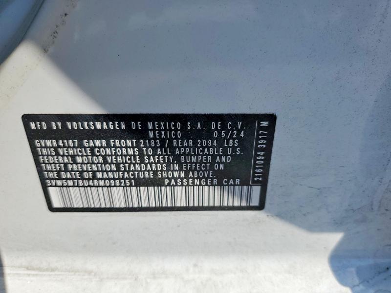 51170236 :رقم المزاد ، 3VW5M7BU4RM098251 vin ، 2024 Volkswagen Jetta مزاد بيع