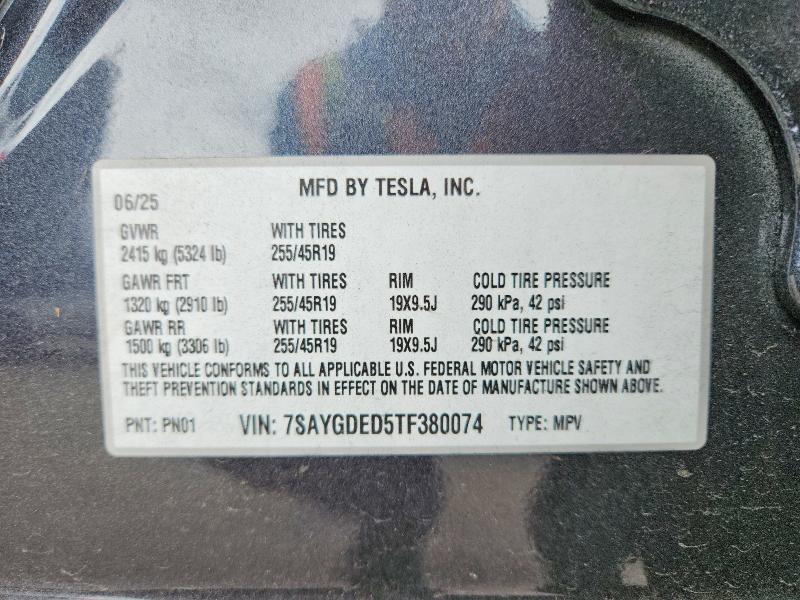 Продаж на аукціоні авто 2026 Tesla Model Y, vin: 7SAYGDED5TF380074, номер лоту: 50709236