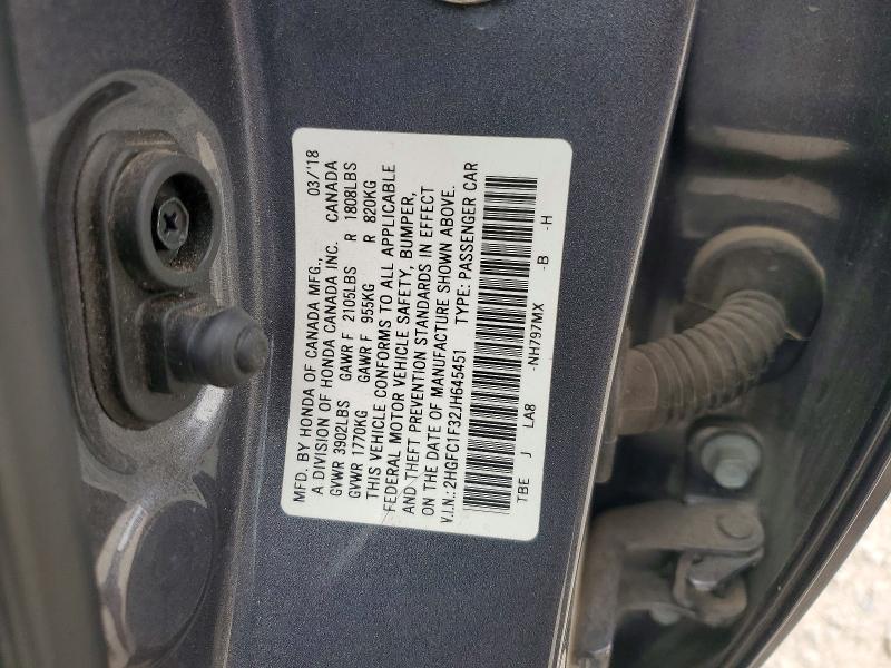 Aukcja sprzedaży 2018 Honda Civic, vin: 2HGFC1F32JH645451, numer aukcji: 49537026