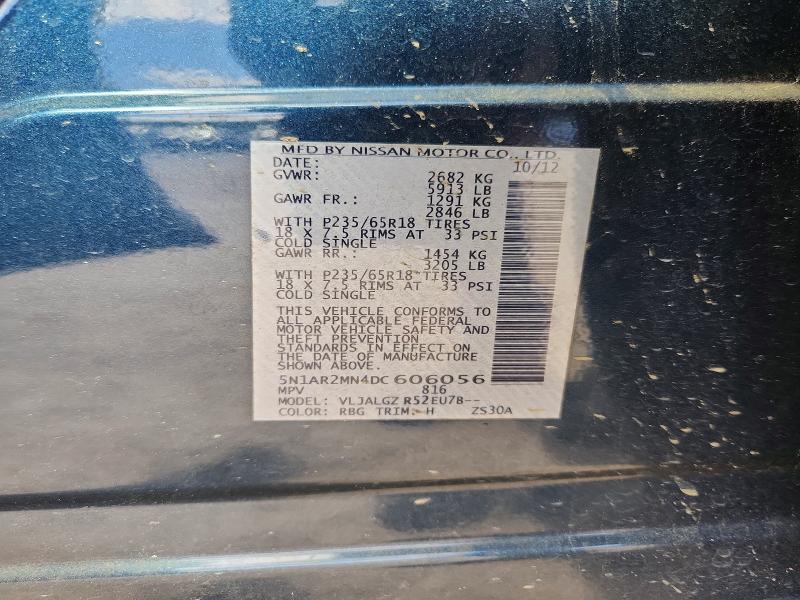 Продаж на аукціоні авто 2013 Nissan Pathfinder, vin: 5N1AR2MN4DC606056, номер лоту: 48134666