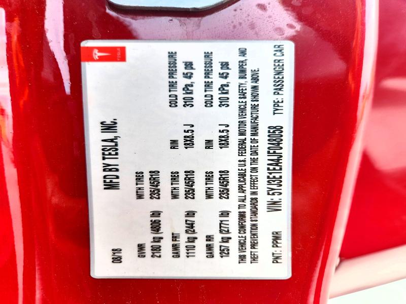 49045886 :رقم المزاد ، 5YJ3E1EA4JF048058 vin ، 2018 Tesla Model 3 مزاد بيع