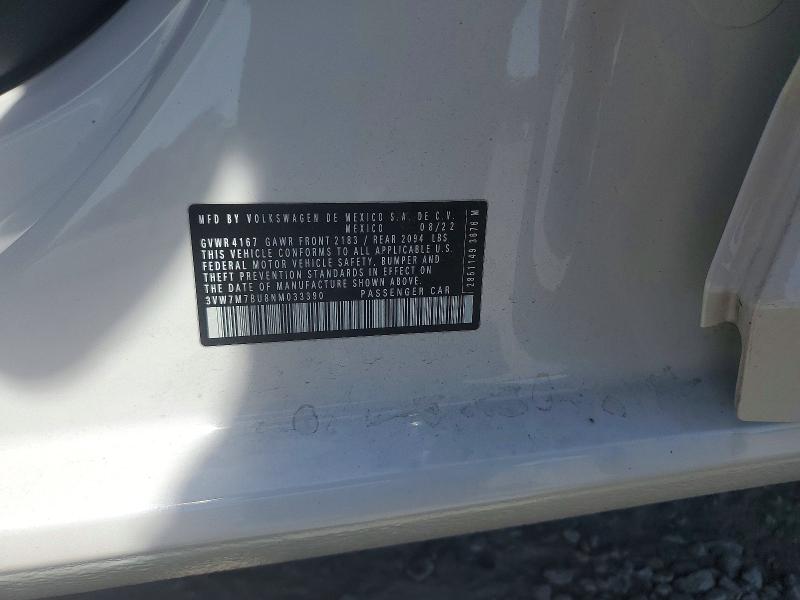 Продаж на аукціоні авто 2022 Volkswagen Jetta, vin: 3VW7M7BU8NM033390, номер лоту: 48892296