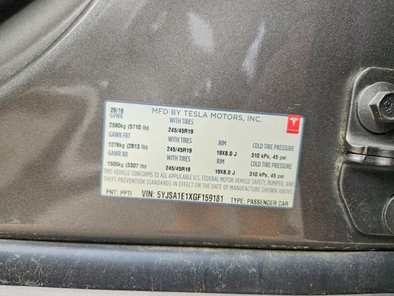 Aukcja sprzedaży 2016 Tesla Model S, vin: 5YJSA1E1XGF159181, numer aukcji: 51542426