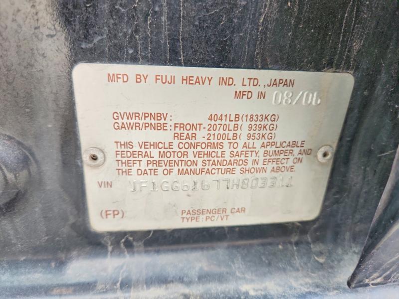 Продаж на аукціоні авто 2007 Subaru Impreza, vin: JF1GG61677H803311, номер лоту: 51644946