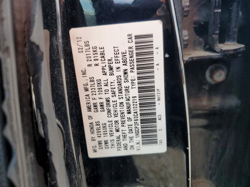 Aukcja sprzedaży 2012 Honda Accord, vin: 1HGCP2F60CA102219, numer aukcji: 50195716