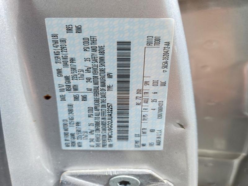 2018 Ford Escape მანქანა იყიდება აუქციონზე, vin: 1FMCU9GD2JUA32257, აუქციონის ნომერი: 50798676
