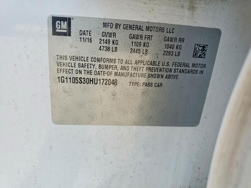 Продаж на аукціоні авто 2017 Chevrolet Impala, vin: 1G1105S30HU172048, номер лоту: 49651866