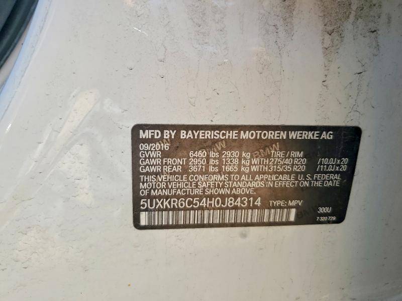 50810296 :رقم المزاد ، 5UXKR6C54H0J84314 vin ، 2017 Bmw X5 مزاد بيع