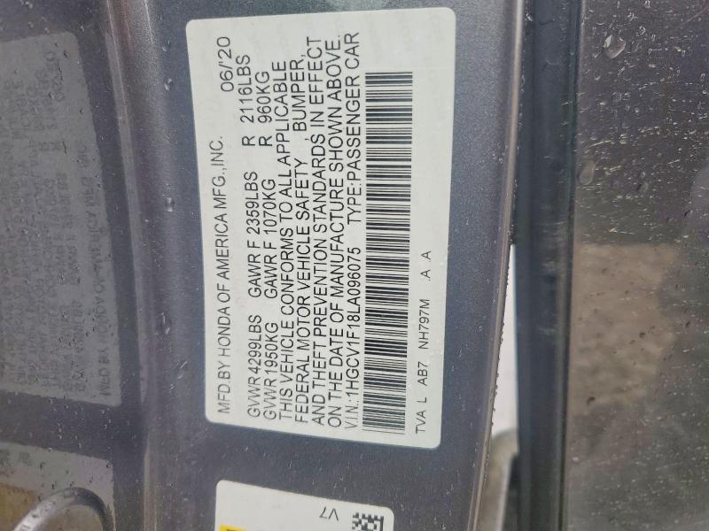 Продаж на аукціоні авто 2020 Honda Accord, vin: 1HGCV1F18LA096075, номер лоту: 51657696