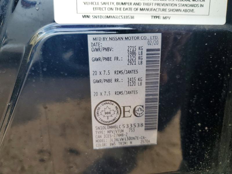 Aukcja sprzedaży 2020 Infiniti Qx60, vin: 5N1DL0MM6LC533538, numer aukcji: 49845546