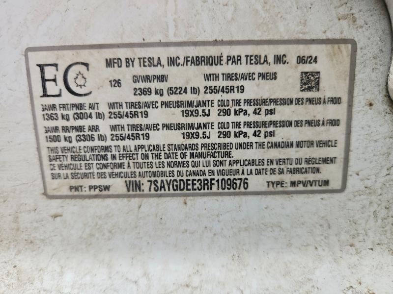 Продаж на аукціоні авто 2024 Tesla Model Y, vin: 7SAYGDEE3RF109676, номер лоту: 47723266