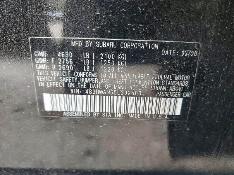 Aukcja sprzedaży 2020 Subaru Legacy, vin: 4S3BWAN65L3025831, numer aukcji: 48466866