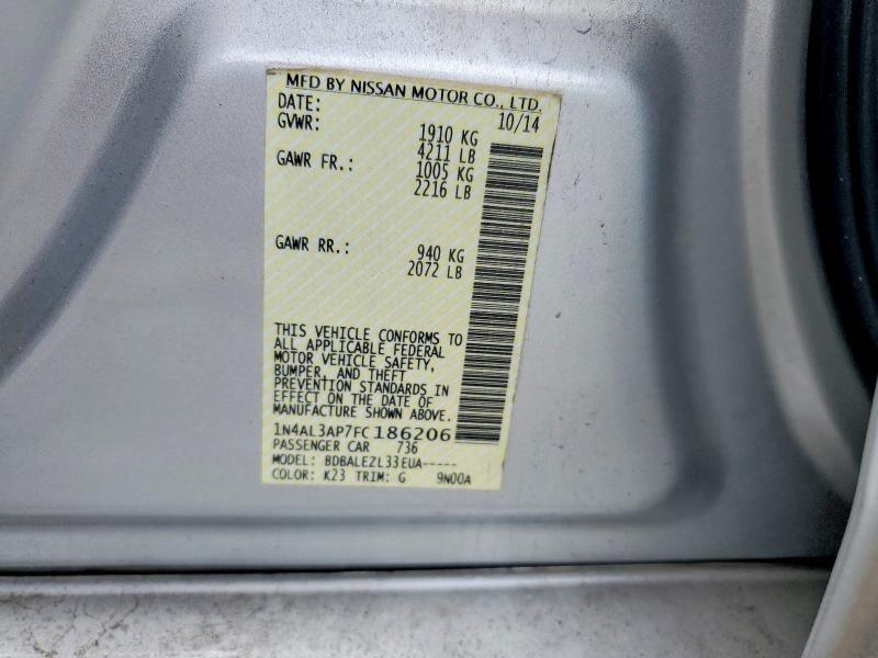 51515586 :رقم المزاد ، 1N4AL3AP7FC186206 vin ، 2015 Nissan Altima مزاد بيع